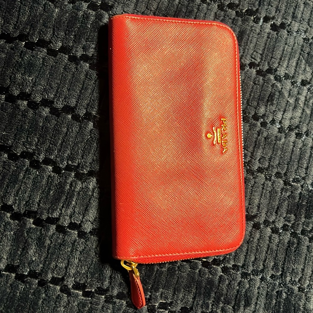 Pre-loved hot pink Prada long wallet